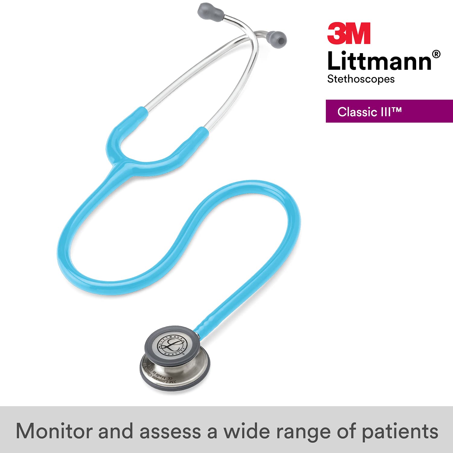 3M™ Littmann® Classic III™ Monitoring Stethoscope, Turquoise Tube 27, in, 5835 3M™ Littmann® Classic III™ Monitoring Stethoscope, Turquoise Tube 27, in, 5835
